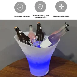 SECCHIELLO DEL GHIACCIO LUCI A LED DA 7LT SECCHIO REFRIGERANTE BEVANDE RICARICA TIPO C