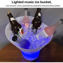 SECCHIELLO DEL GHIACCIO LUCI A LED DA 7LT SECCHIO REFRIGERANTE BEVANDE RICARICA TIPO C