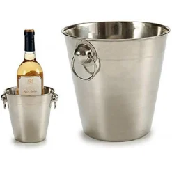 SECCHIELLO IN ACCIAIO PORTA GHIACCIO CON MANICI PICCOLO 18 CM PORTABOTTIGLIE