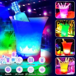 SECCHIELLO PER GHIACCIO A LED DA 5LT 6 COLORI PER RAFFREDDARE BEVANDE IMPERMEABILE FESTE