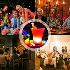 SECCHIELLO PER GHIACCIO A LED DA 5LT 6 COLORI PER RAFFREDDARE BEVANDE IMPERMEABILE FESTE