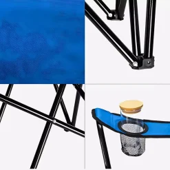 SEDIA PIEGHEVOLE CON PORTABICCHIERE DA PESCA CAMPEGGIO MARE SPIAGGIA TINTA UNITA 285006