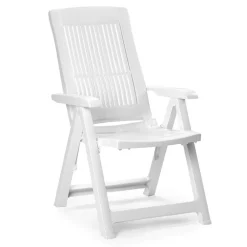 SEDIA PIEGHEVOLE POLTRONA BIANCA ARREDO ESTERNO DA GIARDINO 60X61X109H CM 851016