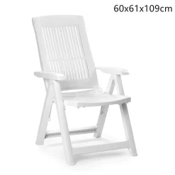 SEDIA PIEGHEVOLE POLTRONA BIANCA ARREDO ESTERNO DA GIARDINO 60X61X109H CM 851016