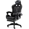 SEDIA POLTRONA GAMING UFFICIO CASA IN ECOPELLE CUSCINO LOMBARE POGGIATESTA PIEDI NERO