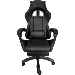 SEDIA POLTRONA GAMING UFFICIO CASA IN ECOPELLE CUSCINO LOMBARE POGGIATESTA PIEDI NERO