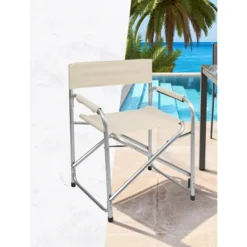 SEDIA REGISTA BEIGE PIEGHEVOLE IN FERRO PER CAMPEGGIO MARE SPIAGGIA GIARDINO 285008