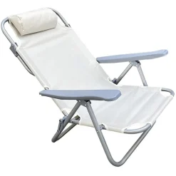 SEDIA SDRAIO SPIAGGINA MARE RECLINABILE IN FERRO CUSCINO CREMA CAMPEGGIO GIARDINO 046039