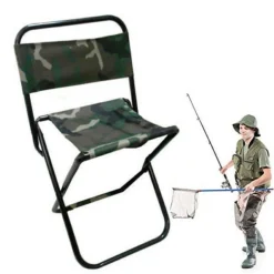 SEDIA SGABELLO PESCA PIEGHEVOLE MILITARE CON SCHIENALE PESCATORE CAMPEGGIO RELAX