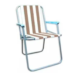 SEDIA SPIAGGINA RELAX IN FERRO TESSUTO OXFORD DECORO A RIGHE 2 COLORI 52X47X75CM 285018