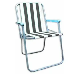 SEDIA SPIAGGINA RELAX IN FERRO TESSUTO OXFORD DECORO A RIGHE 2 COLORI 52X47X75CM 285018