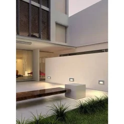 SEGNAPASSO A LED 3W GRIGIO FARETTO APPLIQUE LUCE FREDDA CALDA NATURALE IP65 ES49