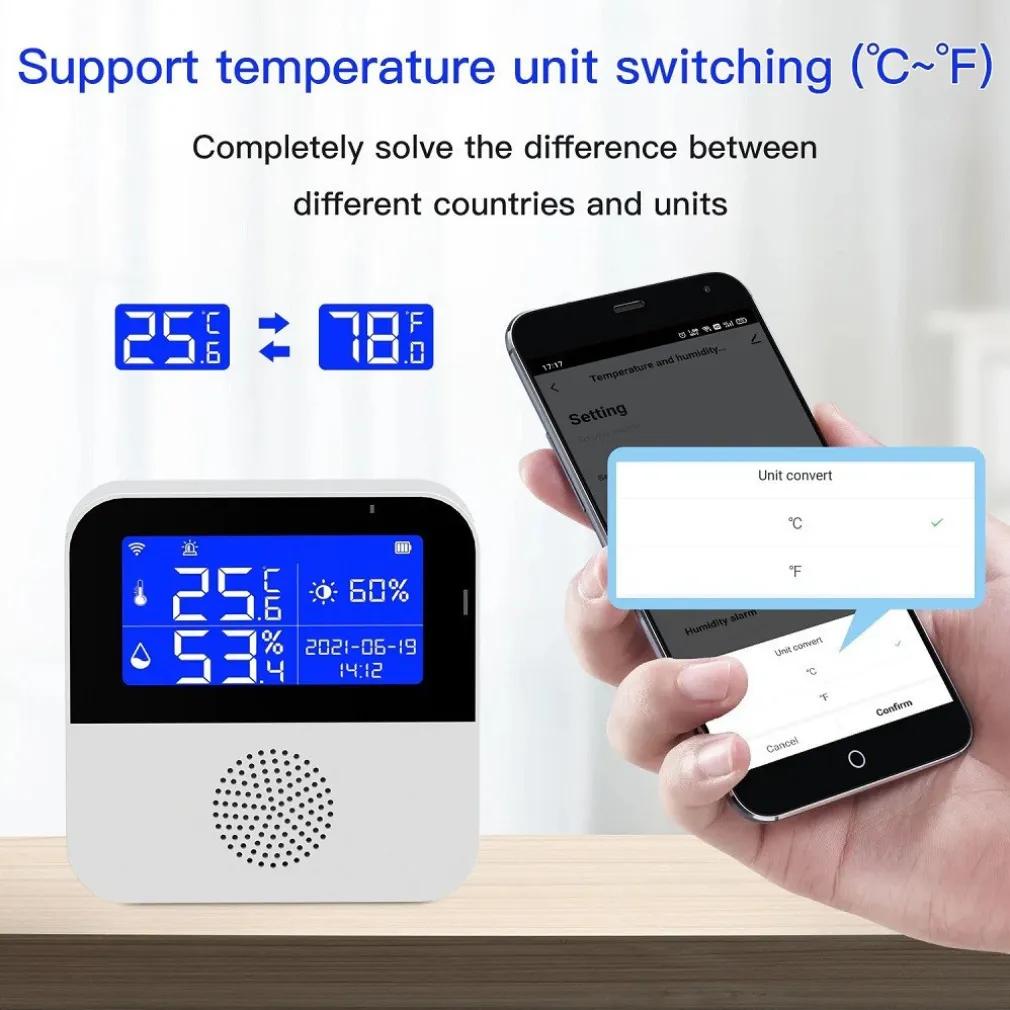 SENSORE DI TEMPERATURA UMIDITÀ DIGITALE PER INTERNO ESTERNO Q-WD01 SMART WIFI USB