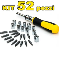 SERIE CACCIAVITI MULTIBIT CACCIAVITE A CRICCHETTO CON 52 INSERTI CHROME VANADIUM