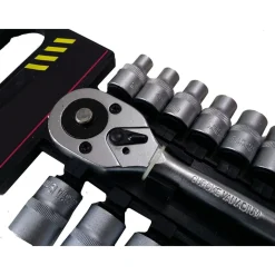 SERIE CHIAVE A CRICCHETTO REVERSIBILE 1/2" KIT DA 19PZ CON BUSSOLE ESAGONALI