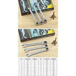SERIE SET KIT 7 CHIAVI COMBINATE A CRICCHETTO FLESSIBILI IN VALIGETTA TRASPORTO
