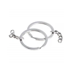 SET 30 ANELLI ANELLO SPIRALE CON CATENA PORTA CHIAVI SPACCATI 30MM IN ACCIAIO