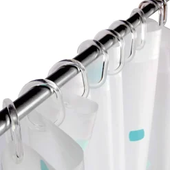 SET 12 ANELLI GANCIO PER TENDA DOCCIA BAGNO TRASPARENTI IN PLASTICA BOX DOCCIA 52148