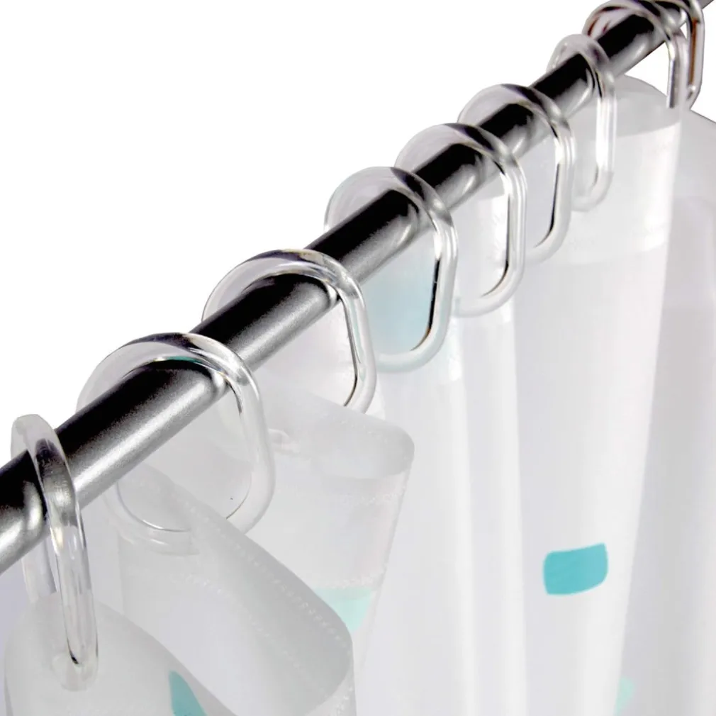 SET 12 ANELLI GANCIO PER TENDA DOCCIA BAGNO TRASPARENTI IN PLASTICA BOX DOCCIA 52148