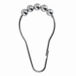 SET 12 ANELLI GANCIO TENDA DOCCIA METALLO CON PERLINE BAGNO BOX DOCCIA 59777