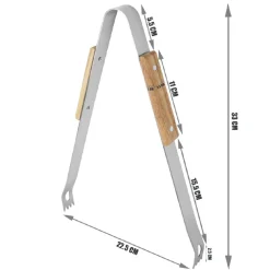 SET 3 ATTREZZI GRIGLIA BARBECUE FORCHETTONE PINZA SPATOLA IN ACCIAIO MANICO LEGNO