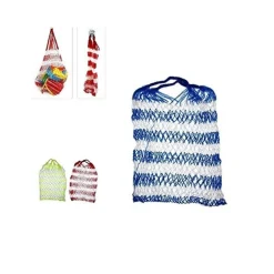 SET 2 BORSA A RETE PLASTICA MARE SPIAGGIA PORTATUTTO 80CM MANIGLIA PORTA OGGETTI