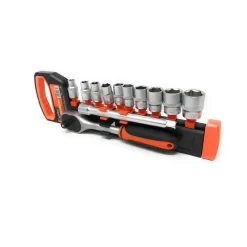 SET 10 BUSSOLE DA 8 A 19 MM CON CHIAVE CRICCHETTO REVERSIBILE DA 3/8 E PROLUNGA