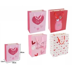SET 6 BUSTE REGALO BORSA SACCHETTI SAN VALENTINO 30X40X12CM 69877 VARIE FANTASIE
