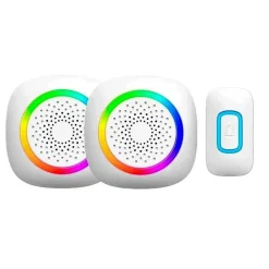 SET 2 CAMPANELLI SENZA FILI WIRELESS 2 RICEVITORI LUCE RGB 60 MELODIE RL-2R3995