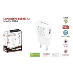 SET 50 CARICATORI 1xUSB COMPATIBILE SMARTPHONE TABLET 5V-2100MA MAXTECH CA-S042