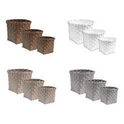 SET 3 CESTINI ORGANIZER BAGNO IMPERMEABILE BAGNOSCHIUMA PORTAOGGETTI MAKE UP