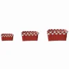 SET 3 CESTINI PORTAOGGETTI ORGANIZER TESSUTO BAGNO RETTANGOLARI ROSSO BIANCO 59083