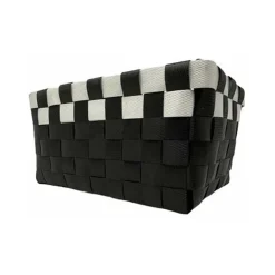 SET 3 CESTINI PORTAOGGETTI ORGANIZER TESSUTO BAGNO RETTANGOLARI NERO BIANCO 59079