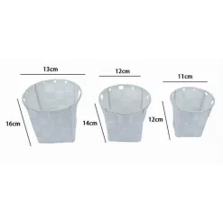 SET 3 CESTINI ROTONDI PORTAOGGETTI IN TESSUTO BIANCO PER BAGNO CASA CUCINA 79043