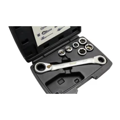 SET 7 CHIAVE A CRICCHETTO REVERSIBILE ESAGONALI 14-19MM 5 INNESTI 6-19MM
