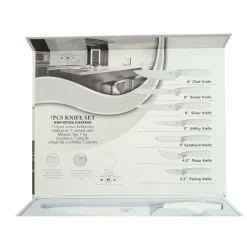 SET 7 COLTELLI DA CUCINA IN ACCIAIO MANICO ANTISCIVOLO PIU PELAPATATE WHITE