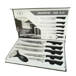 SET 5 COLTELLI PELAPATATE DA CUCINA IN ACCIAIO MANICO ANTISCIVOLO DIAMOND