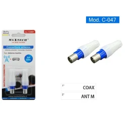 SET 2 CONNETTORE CAVO SPINA ANTENNA MASCHIO A SPINA COASSIALE TV SATELLITE C-047