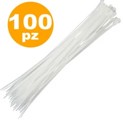 SET 100 FASCETTE AUTOSTRINGENTI 4.8x250MM AUTO STRINGENTI BIANCO TRASPARENTE