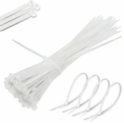 SET 100 FASCETTE PLASTICA PER CABLAGGIO 7,6X370MM STRINGI CAVO BIANCHE ETQ76370B