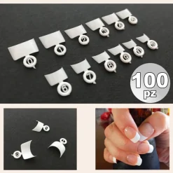 SET 100 FRENCH WRAP BIANCO MEZZE TIPS TIP PER MANI RICOSTRUZIONE UNGHIE FINTE