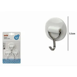 SET 3 GANCI APPENDINI ADESIVI PARETE CASA CUCINA BAGNO ATTACCAPANNI TONDI 79343