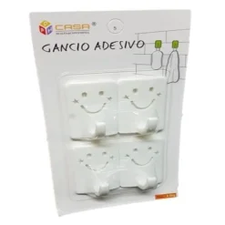 SET 4 GANCI APPENDINI DA PARETE ADESIVE CASA CUCINA BAGNO ATTACCAPANNI SMILE