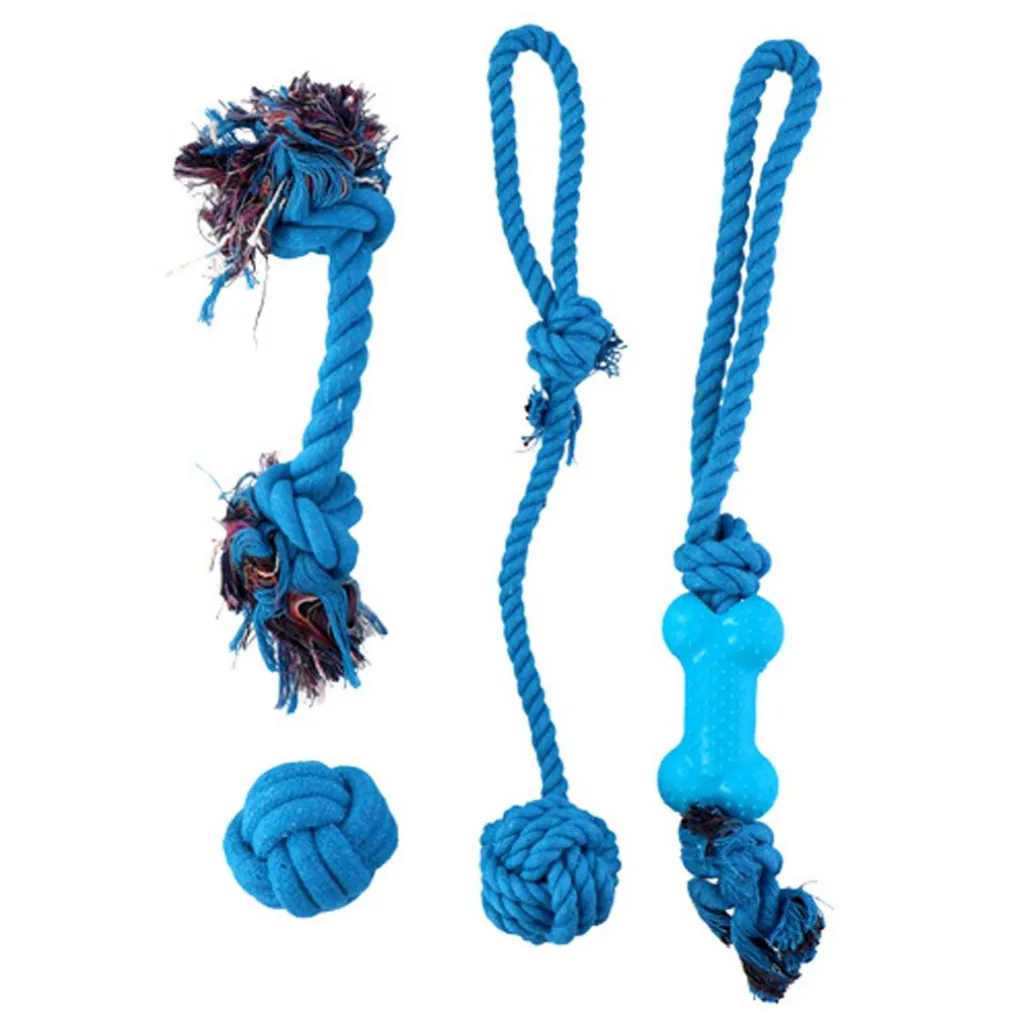 SET 4 GIOCATTOLI CANI CORDA PALLA PALLINA GIOCATTOLO CANE DA MASTICARE 4 COLORI