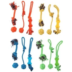 SET 4 GIOCATTOLI CANI CORDA PALLA PALLINA GIOCATTOLO CANE DA MASTICARE 4 COLORI