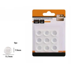 SET 9 GOMMINI ADESIVI PROTEZIONE PAVIMENTI TRASPARENTI ROTONDI 15.7X7.9MM 66099