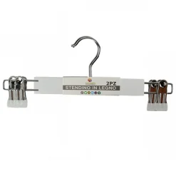 SET 2 GRUCCE PANTALONI IN LEGNO BIANCHE ARMADIO CLIP ANTISCIVOLO GONNE SHORTS