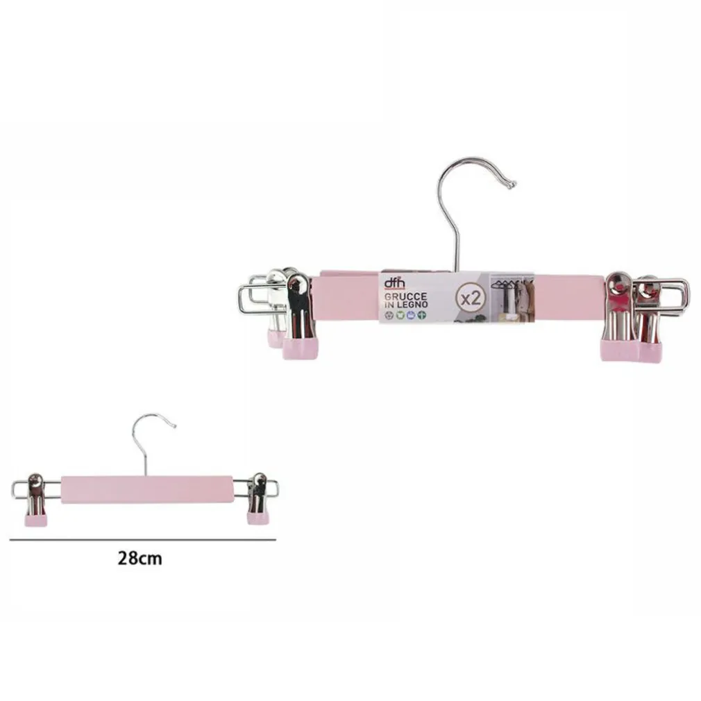 SET 2 GRUCCE PANTALONI IN LEGNO ROSA ARMADIO CLIP ANTISCIVOLO GONNE SHORTS TOP