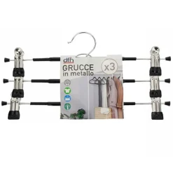 SET 3 GRUCCE PANTALONI IN METALLO ARMADIO CLIP ANTISCIVOLO GONNE SHORTS TOP 31CM