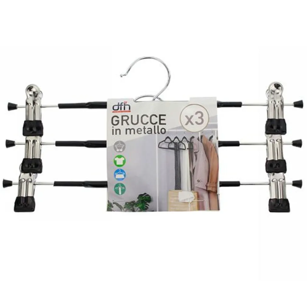 SET 3 GRUCCE PANTALONI IN METALLO ARMADIO CLIP ANTISCIVOLO GONNE SHORTS TOP 31CM